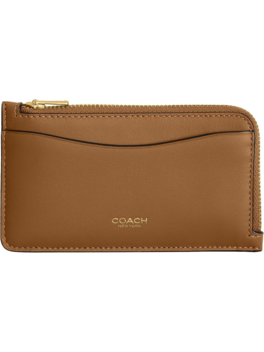 Stylish Honey Brown Small Zip Card Case - Compact Wallet for Cards & Cash